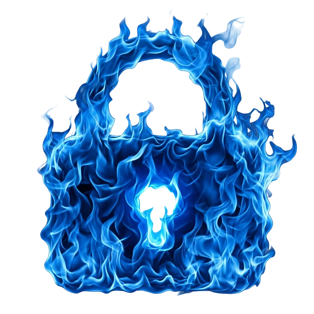 ChesGUI — cadenas en flamme bleue, symbole du Coffre-Fort